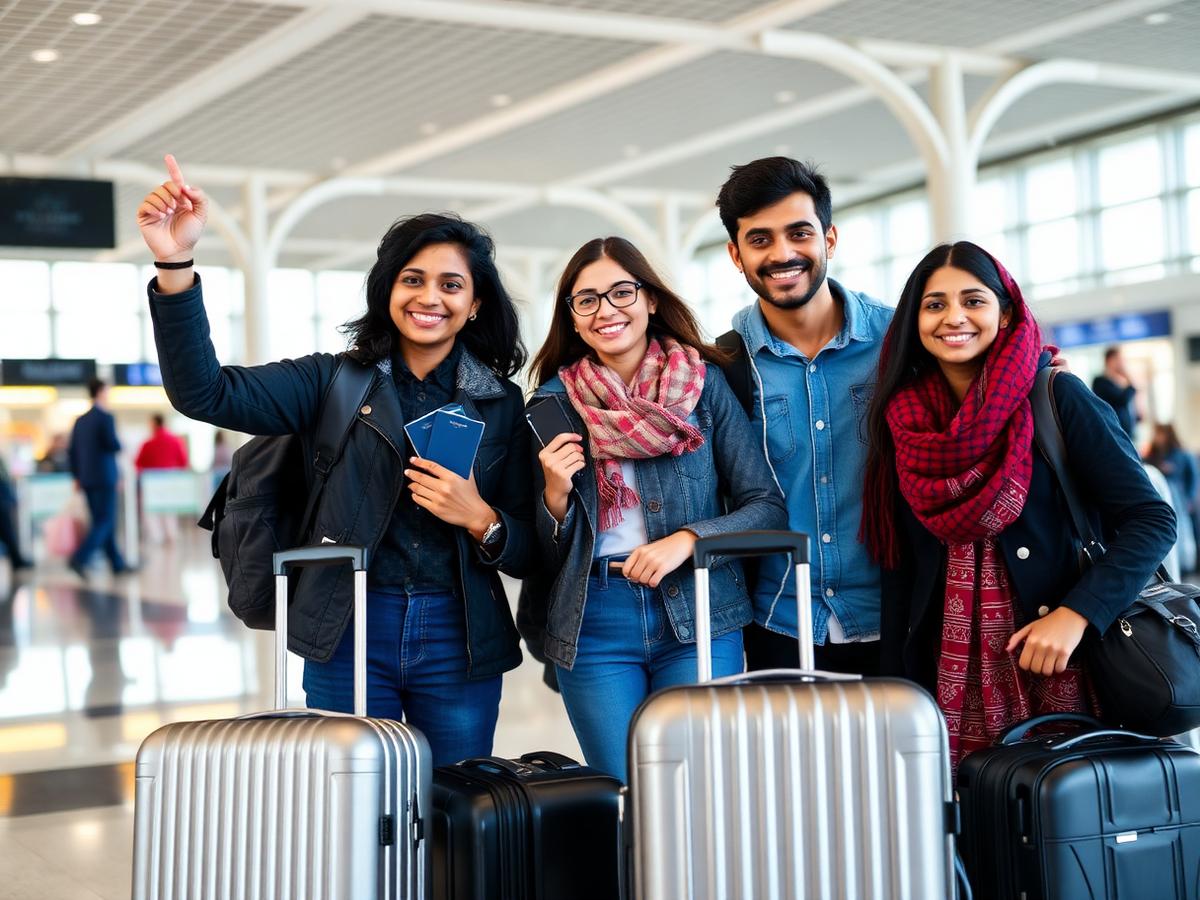 Students at the airport
